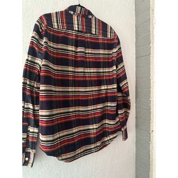 LL Bean Signature Slim Fit Plaid Flannel Shirt Red Blue Cotoon Mid Weight Mens L - Picture 12 of 13